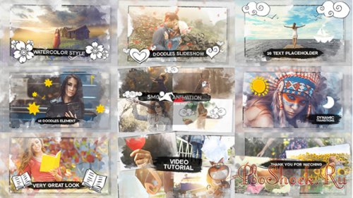 VideoHive - Watercolor & Doodles SlideShow (.aep)