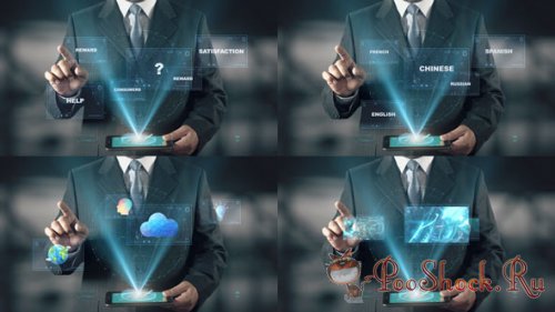 VideoHive - Hologram Businessman Screens (AEP)