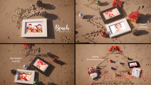 VideoHive - Christmas Photo Frame On Thee Beach (AEP)