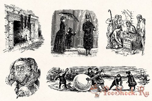 Winter Holidays - Vintage Engraving Illustration Set (PNG,AI)