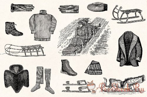 Winter Holidays - Vintage Engraving Illustration Set (PNG,AI)