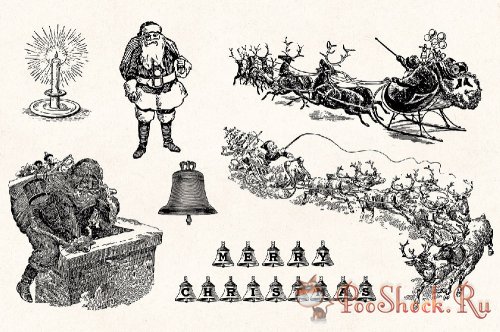 Winter Holidays - Vintage Engraving Illustration Set (PNG,AI)